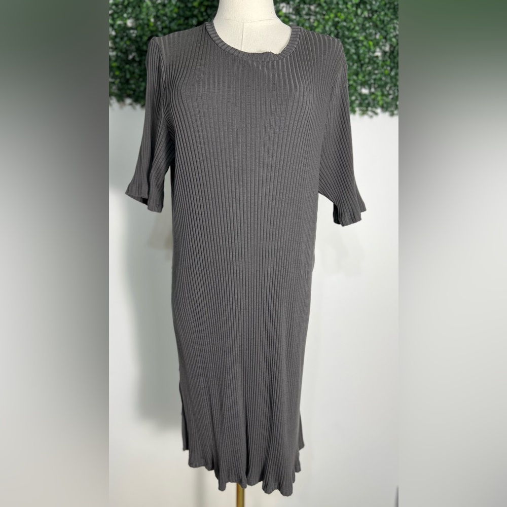 Eileen Fisher Sweater Dress Womens Gray Ribbed Stretch Lagenlook Size XL NWOT - Picture 1 of 11